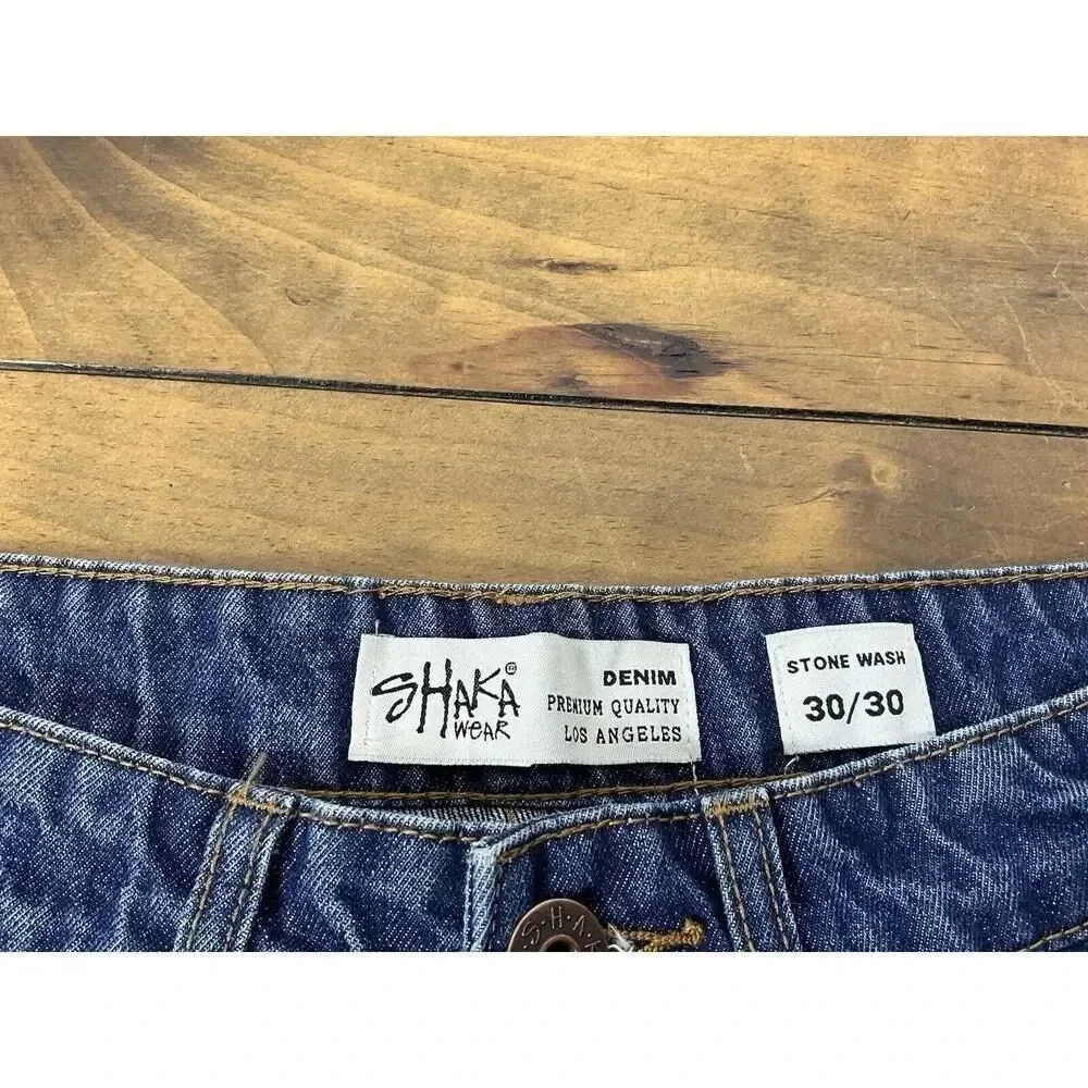 Shaka Wear Jeans Mens Blue Raw Denim Designers 30x30 Jeans Cotton Stonewash